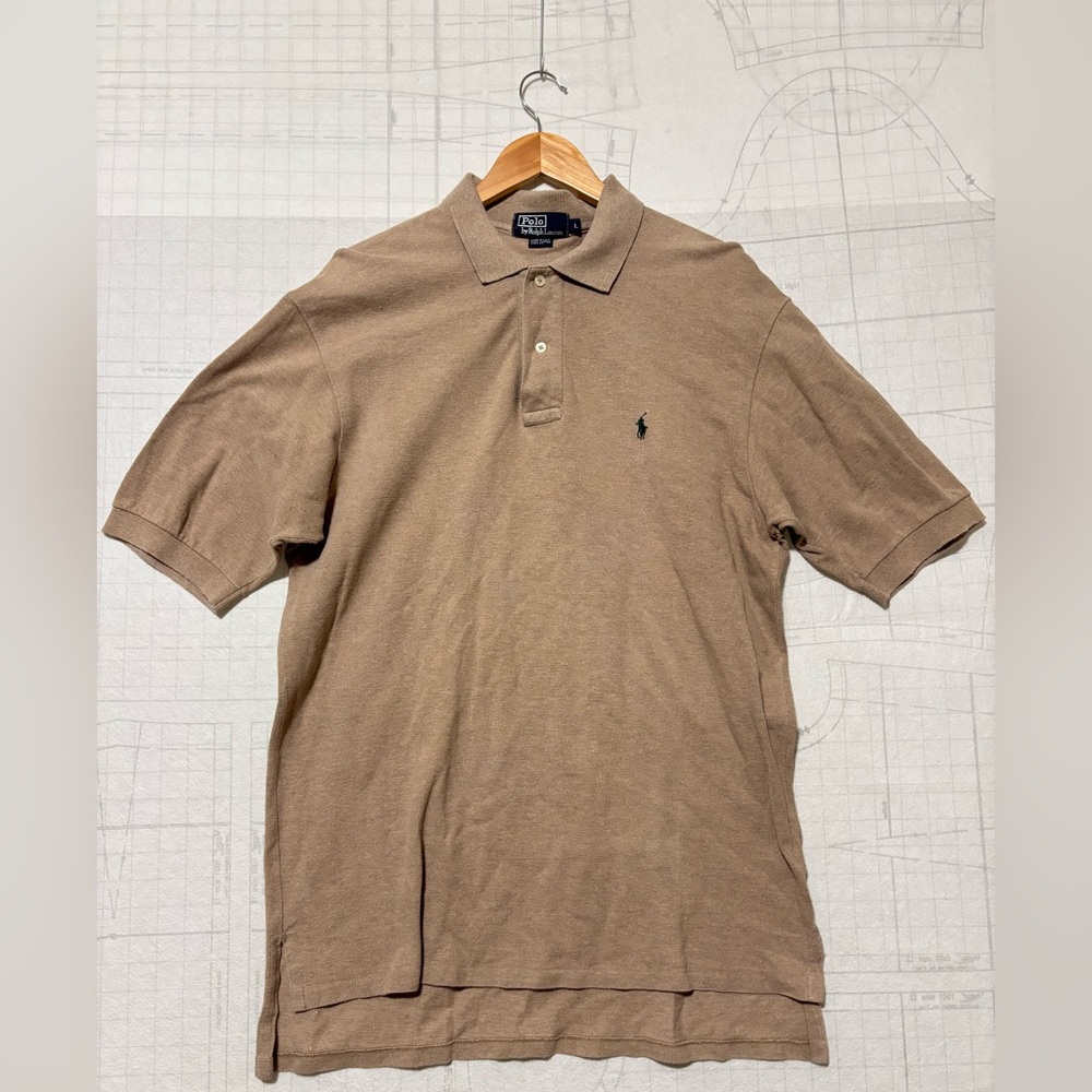 Vintage Polo Ralph Lauren Mens Large Brown Cotton Polo Shirt